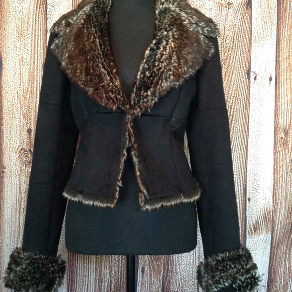 Express Jackets & Blazers - Express Faux Suede and Fur Lined Winter Jacket